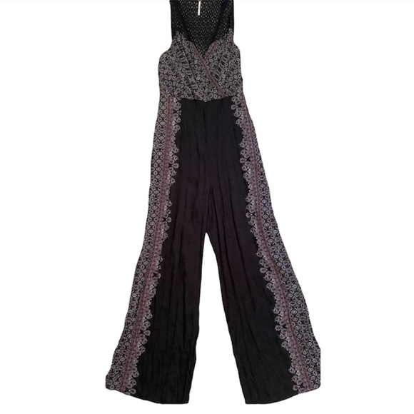 Free People black floral lace-back jumpsuit - Picture 4 of 6